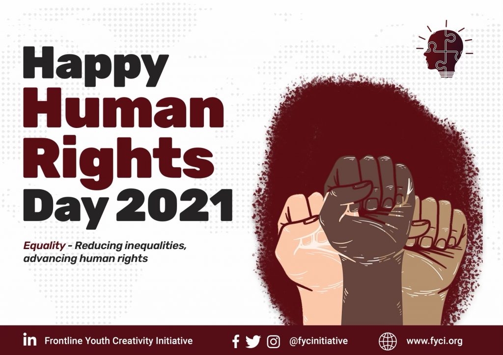 Happy Human Rights Day 2021. Equality - reducing inequalities, advancing human rights